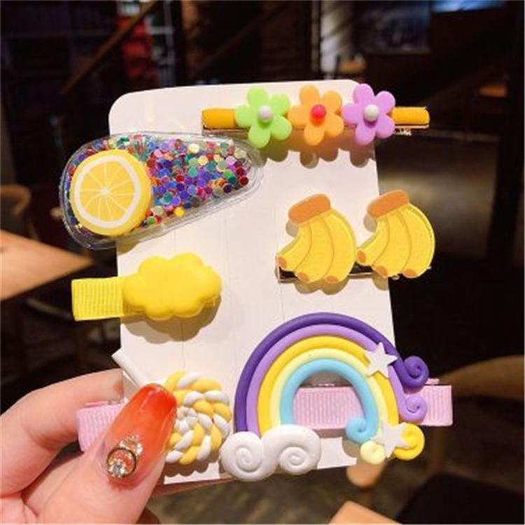 2022 Cute Design Hair Accessories Cartoon Hair Clip Hair Clip Set Kids Rainbow Hairclips for Kid Girls