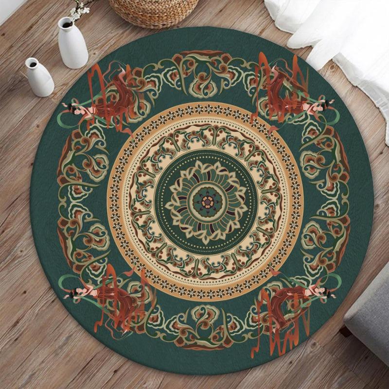 Böhmisches Stammesmotiv Runder Teppich Matte Teppich Orientalisch Geometrisch Paisley Retro Heimdekoration Wohnzimmer Arbeitszimmer Teppich