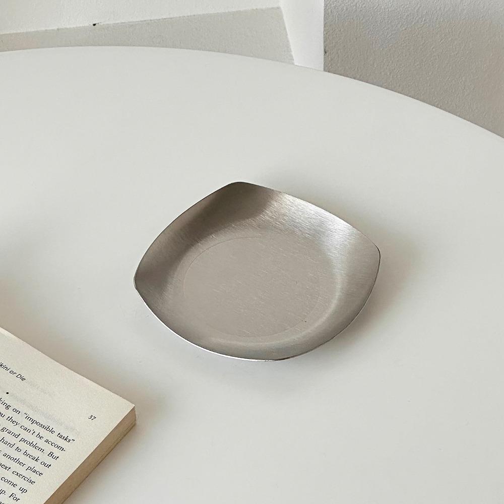 Retro Stainless Steel Cake Tray Square Silver Jewelry Storage Plate Minimalist Photo Props Dessert Plate Home Decoration