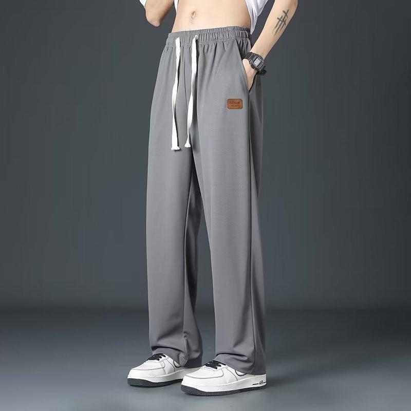 Summer Thin Ice Silk Pants Men's Straight Loose Casual Pants Fashion and Thin Wide-leg Sports Trousers