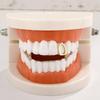 Gold Color Metal Hip Hop Rapper Single Shackle Teeth Grillz Cap Top Bottom Dental Braces Hollow out Personality Tooth Jewelry