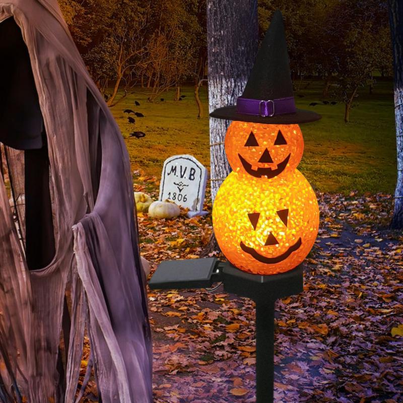 New Halloween Solar Outdoor Pumpkin Ghost Lamp Garden Lawn Atmosphere Decorative Lamp Resin Waterproof Landscape Lantern Gift
