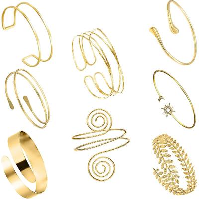 4-8 Pièces Manchettes de Bras Bijoux pour Femmes Bracelet Manchette Doré