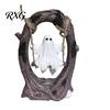 Cute And Spooky Desktop Decoration Ghost On Tree Swing Halloween Decor, Resin Figurine with Vintage Unique Tabletop Decor Base, Festive Party