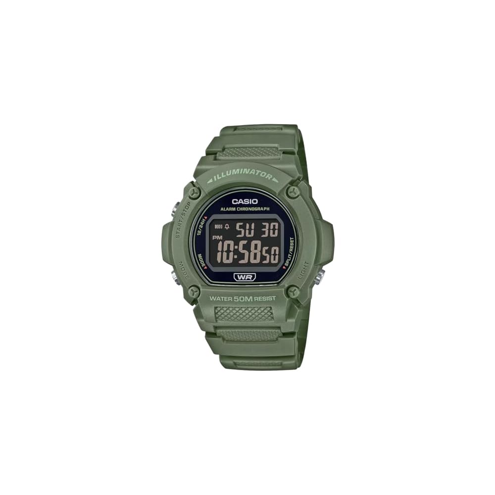Casio Standard Digital Watch W-219HC-3BV Men s Moss Green Waterproof Quartz Timepiece