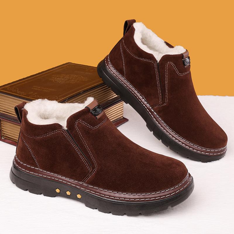 New Large-sized Winter Men's Cotton Shoes and Snow Boots Anti-slip Cold-proof Thickened Warm and Fleece Cotton Boots
