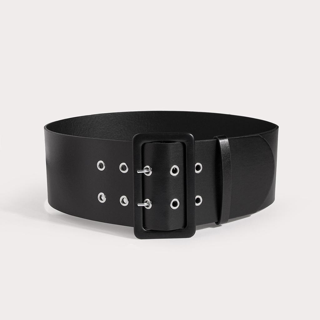 Women's Buckle Double Pin Ultra-wide Christmas Belt PU Air-eye Versatile Cosplay Clothing Paired with Wide Waist Seal