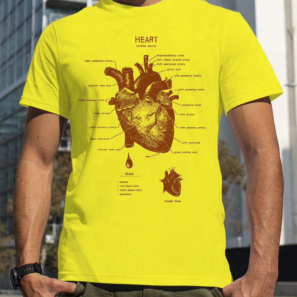 Anatomie srdce Tričko Léto Pánské Street Hip Hop Punk Styl Chlapec Volné Nadměrné unisex Ležérní Módní Trička