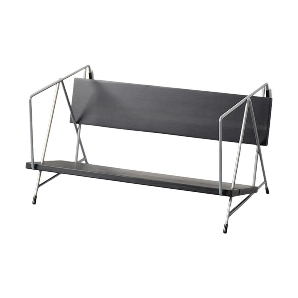 

Nordic Retro Bookshelf Bench Style Walnut Storage Rack Desktop Organizer Bookend for Magazines Book Home Office Organizer чорний