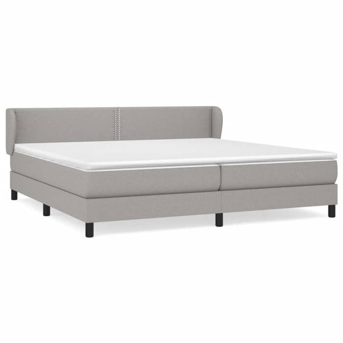3126189 vidaXL Lit à sommier tapissier avec matelas Gris clair 200x200cm Tissu