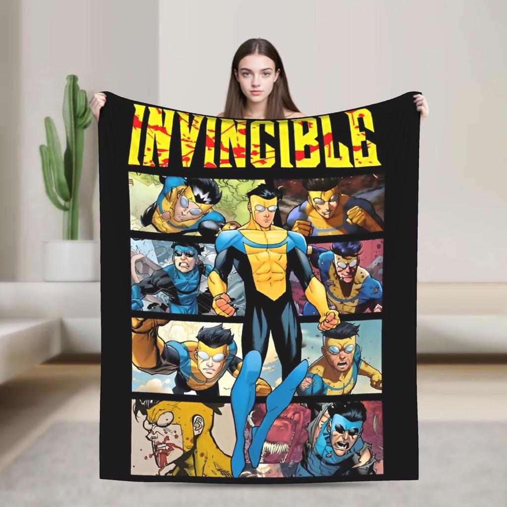 Invincible Comic Mark Grayson Fleece Blankets Anime Awesome Throw Blanket for Home 150*125cm Rug Piece Lightweight Thin
