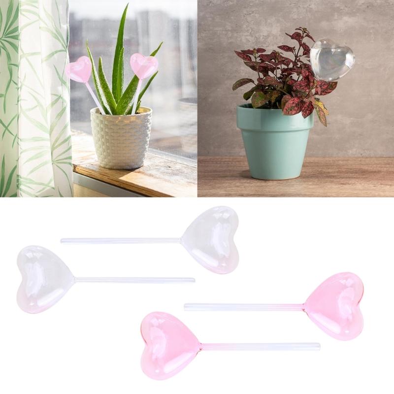 2Pcs Plant Glass Watering Globes Self Watering Globes Heart Shape Self Watering Bulbs Devices Plant Watering Bulbs