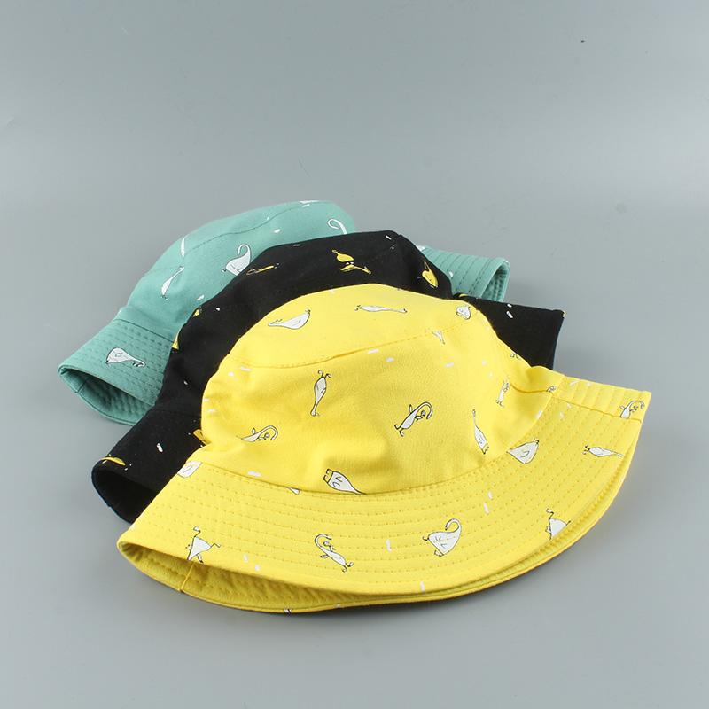 Bucket Cap Unisex Cotton Cartoon Bucket Hat Men Women Bob Cap Hip Hop Outdoor Sport Summer Fishing Hat