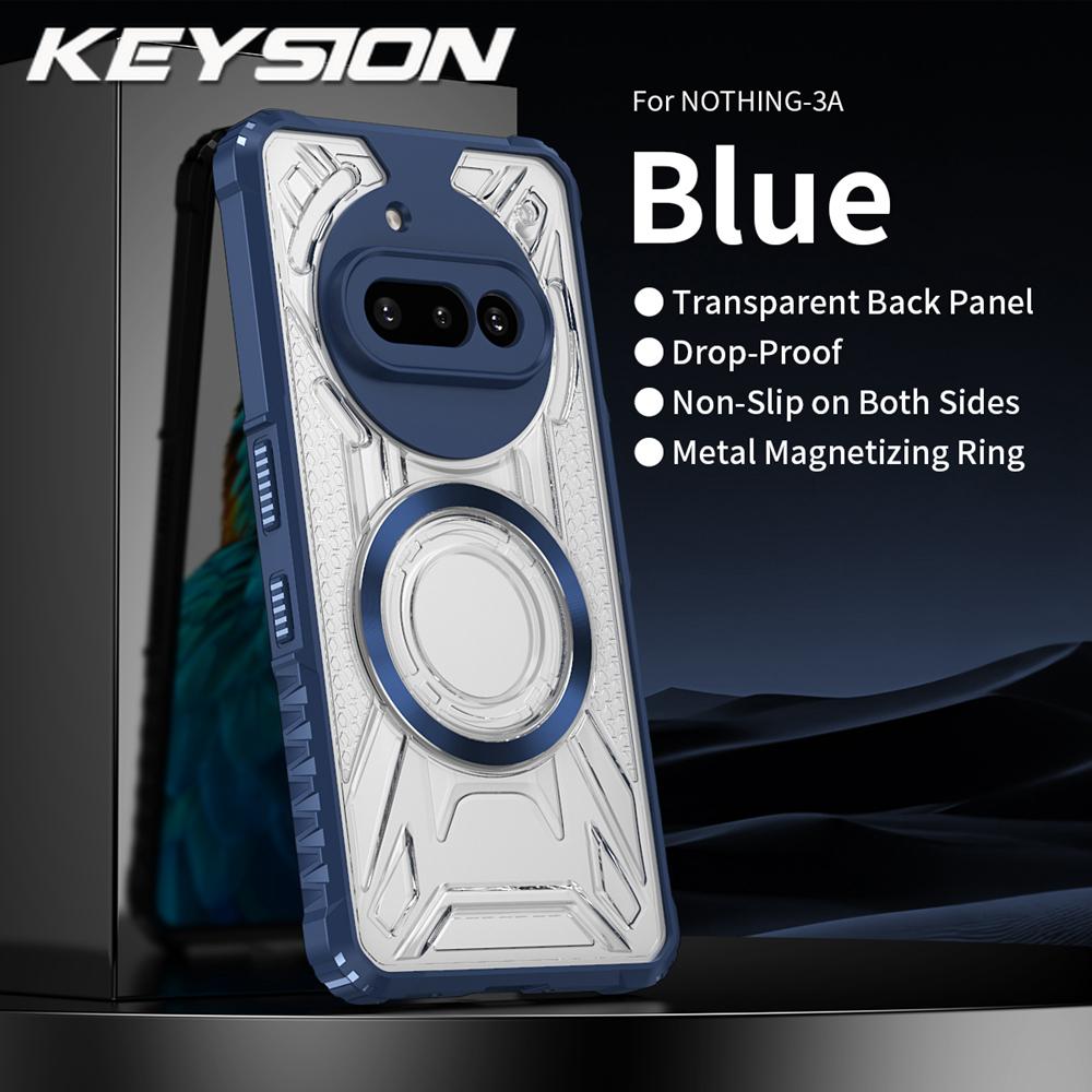 KEYSION Transparent Magnetic Case for Nothing Phone 3A Pro Silicone+PC Heavy Duty Shockproof Phone Cover for Nothing Phone 3A
