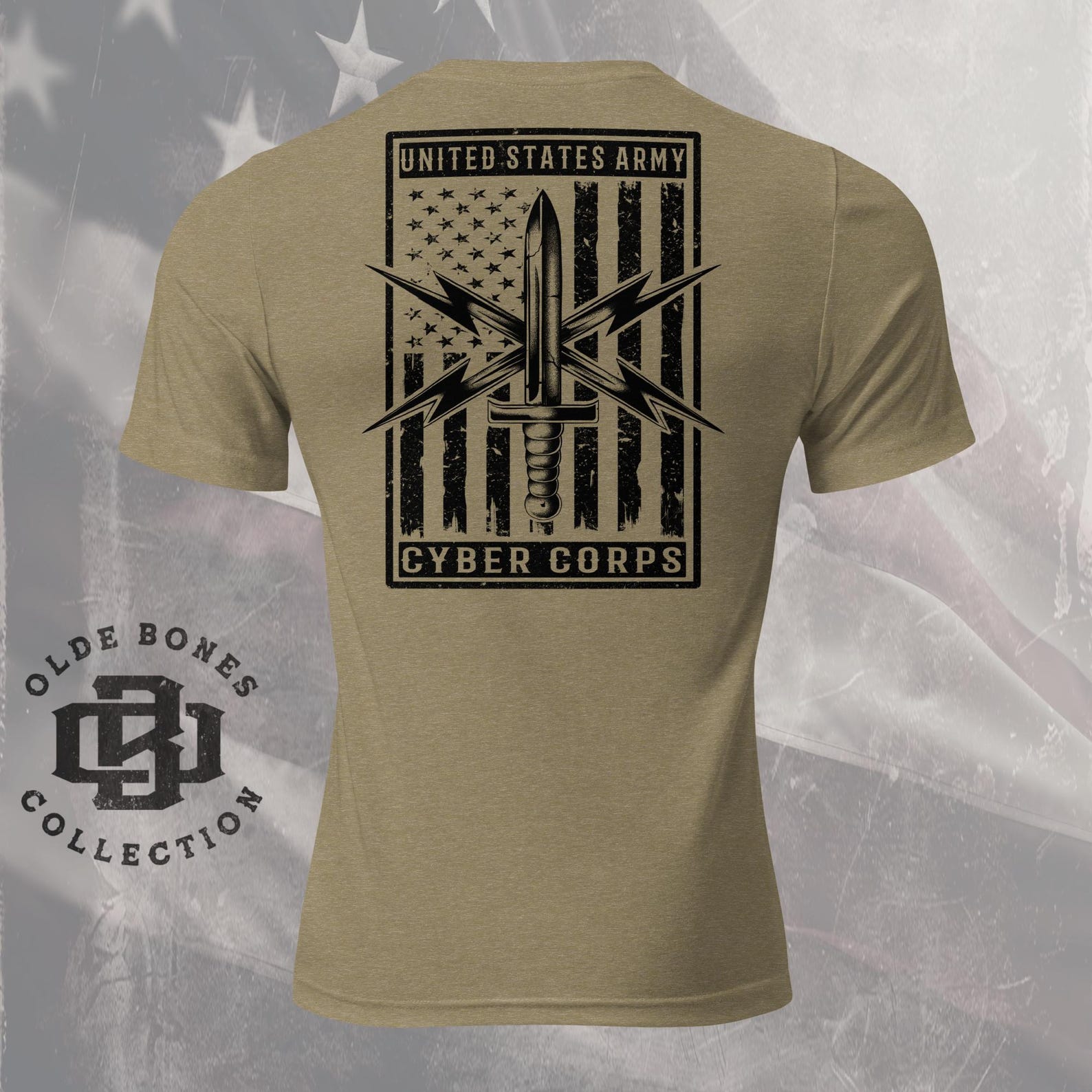 Army Cyber Corps Military Shirt, Army Shirt, Tri-Blend Olive T-Shirt XL