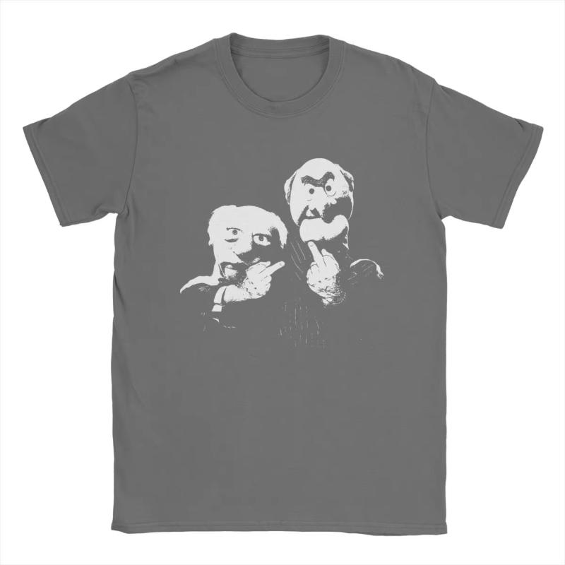 Statler And Waldorf Middle Finger Unisexs T Shirts Fun Tees Short Sleeve Crew Neck TShirt Pure Cotton Gift Idea Clothing