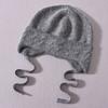Children's Knitted Hat Rabbit Velvet Front with Small Diamonds with Braids Ear Protectors Cute Outdoor Wool Hat Warm and Windproof