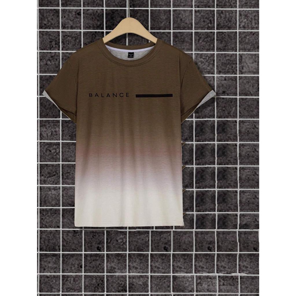 Summer Fashion Men' Letter Gradient Graphics Print Tshirt Short Sleeved T-Shirt For Men Harajuku Tee Tops  O-Neck Casual T-shirt