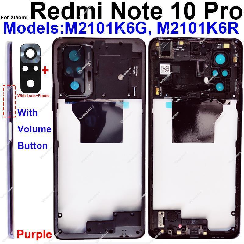Middle Frame Housing For Xiaomi Redmi Note 10 Pro Note 10Pro Max Middle Frame Holder Cover Bezel with Side Key Parts