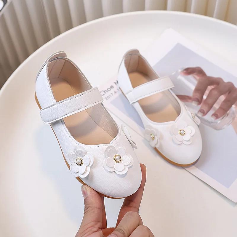 Spring Autumn Children's Leather Shoes Sweet Princess Shoes Girl Fashion Ballet Dress Versatile Kids Party Shoes Fashion Flats