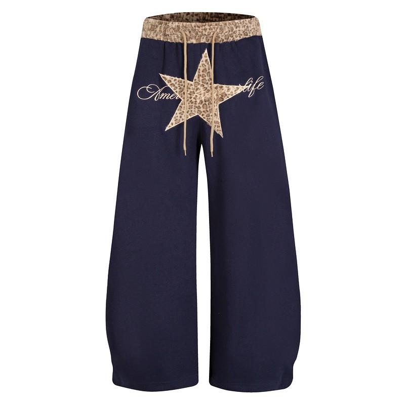 Unisex High-Waist Wide-Leg Sweatpants With Embroidered