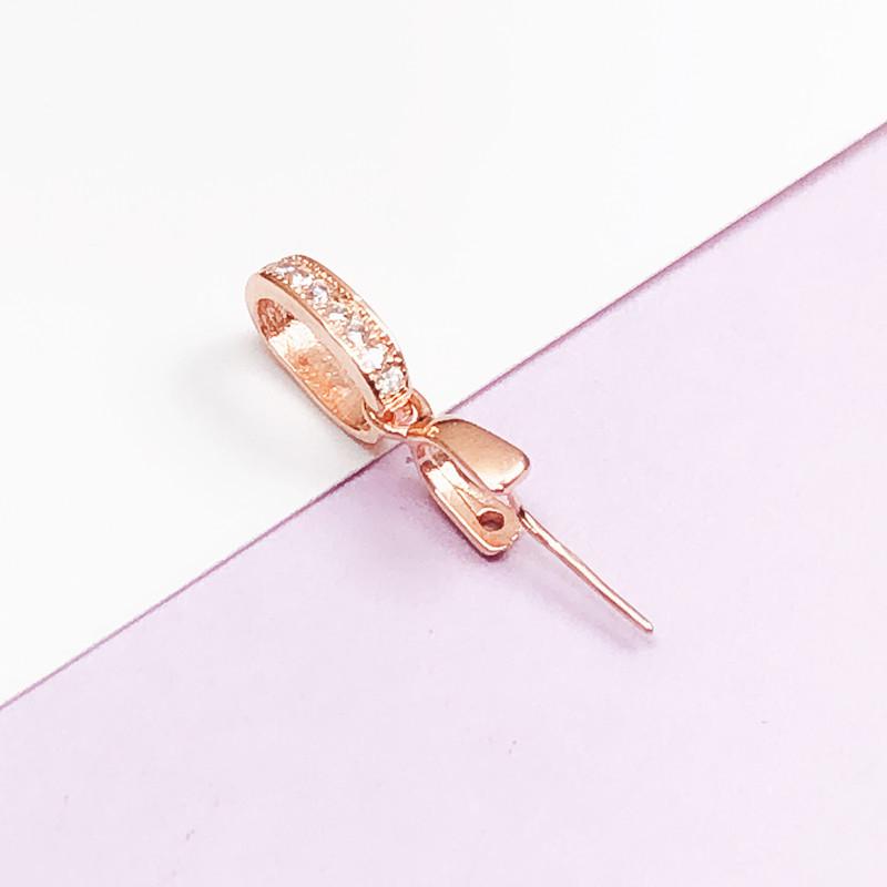 S925 Silver 18k Rose Gold Plated Melon Seed Jade Pendant Buckle Clip