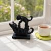 Shelf Cat Figure 3D Printed Black Figurine, Modern Kitten Statue, Animal Shape Small Desktop Decor Desk Decoration for Home Office, Gift Lovers