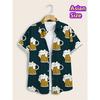 Hawaiian Shirt Man Streetwear Car Beer 3d Print Graphic Street Beach Men's Shirt Casual Short Sleeves Button-down Shirt Man Top