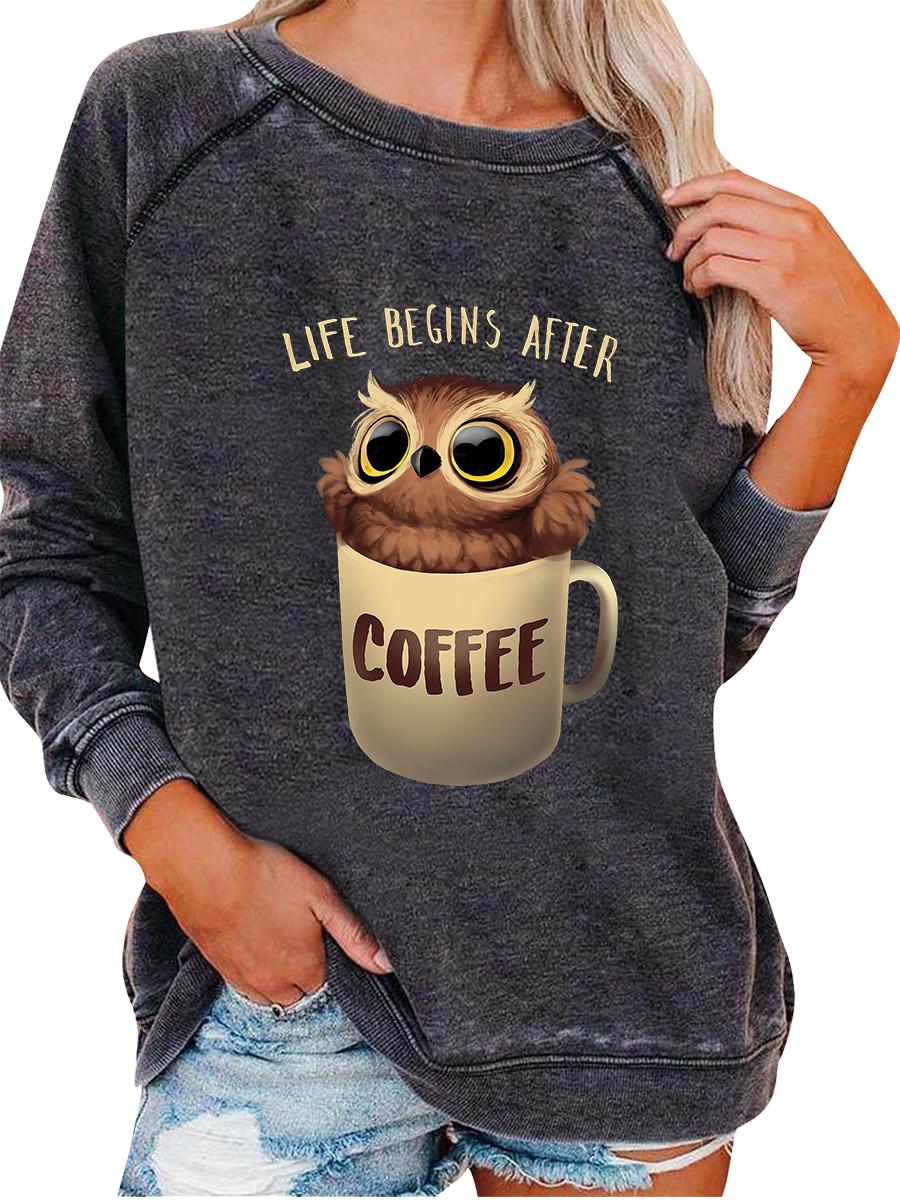 

Female Oversized Sweatshirt Spring/Fall Fashion Cat Print Top Women s Pullover Sweatshirt 3XL