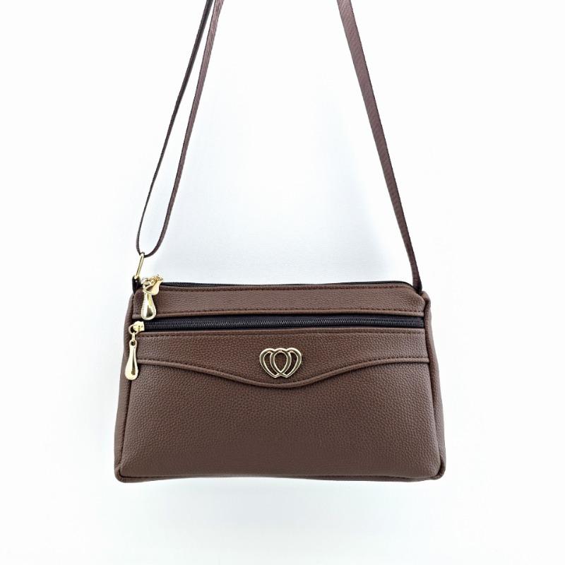 Spring new multi-layer zipper single shoulder women's small bag trend oblique span lychee pattern bag large capacity