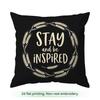 Pcs Black Background Beige Text Design Singlesided Printed Cushion Coversuitable For Living Roombedroomcar Decoration