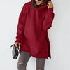 Felpa imbottita a maniche lunghe con scollo rotondo da donna, tinta unita, con cappuccio e tasche larghe