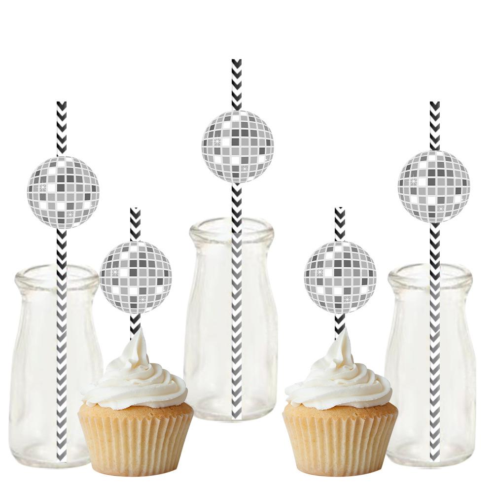 New Style, Disco Themed, Nightclub, Flat Spherical, Disposable, Paper Straws, Party Drinks, Decorative Items