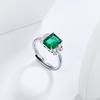 Emerald Square Sterling Silver Ring for Women – Fashionable & Elegant with Zircon Gemstone