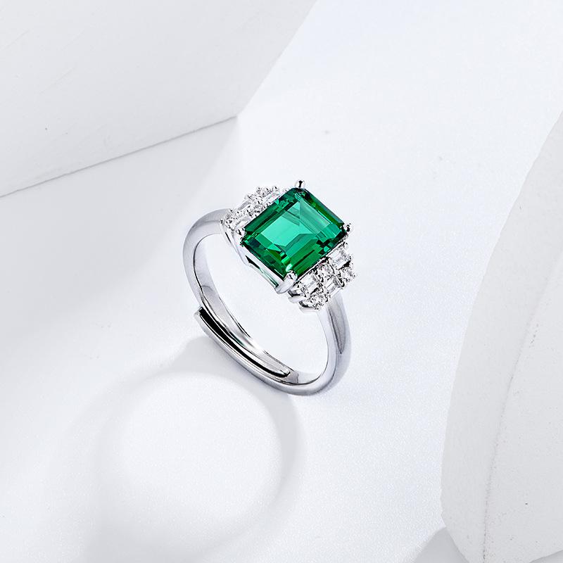 Emerald Square Sterling Silver Ring for Women – Fashionable & Elegant with Zircon Gemstone