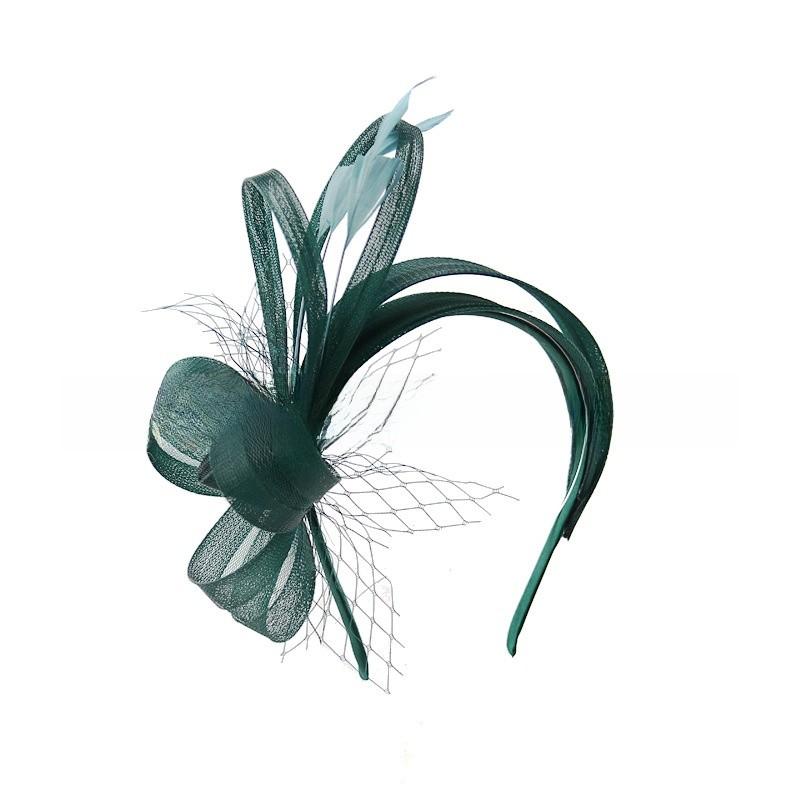 Fascia Vintage con Piume e Tessuto a Rete Elegante Accessorio per Capelli per Donne