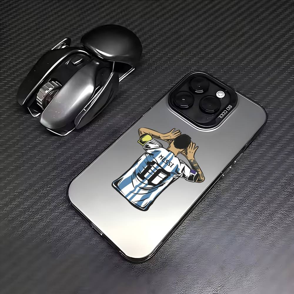 L-Leo M-Messi LIONEL Phone Case For iPhone 17, 16,15,14,13,12,11 Plus,Pro Max, Colorful Silver Funda Cover