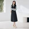 French fake two-piece spliced waist cinching dress