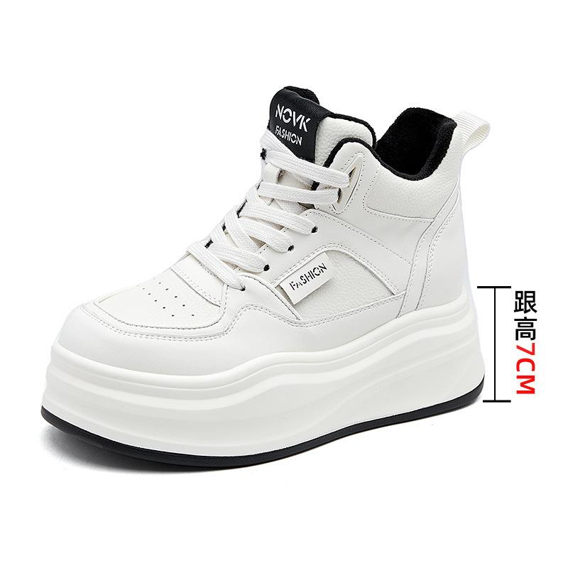 Women's Shoes 2026 Spring and Autumn New Casual Low Top White Shoes Women's Versatile Leather Women's Shoes Thick Sole