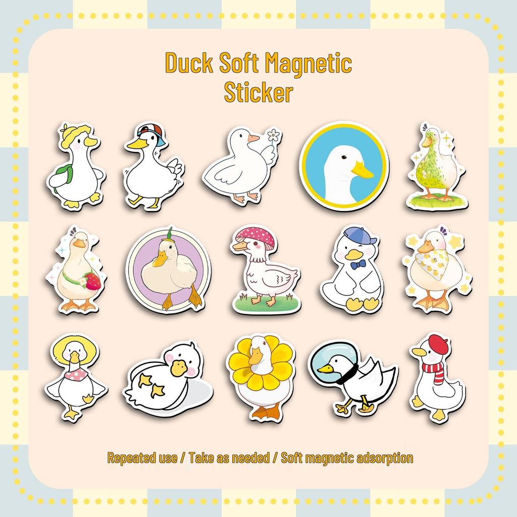 Cute Round Duck Animal Soft Magnetic Stickers - 20-Piece Set for Home and Refrigerator Decoration