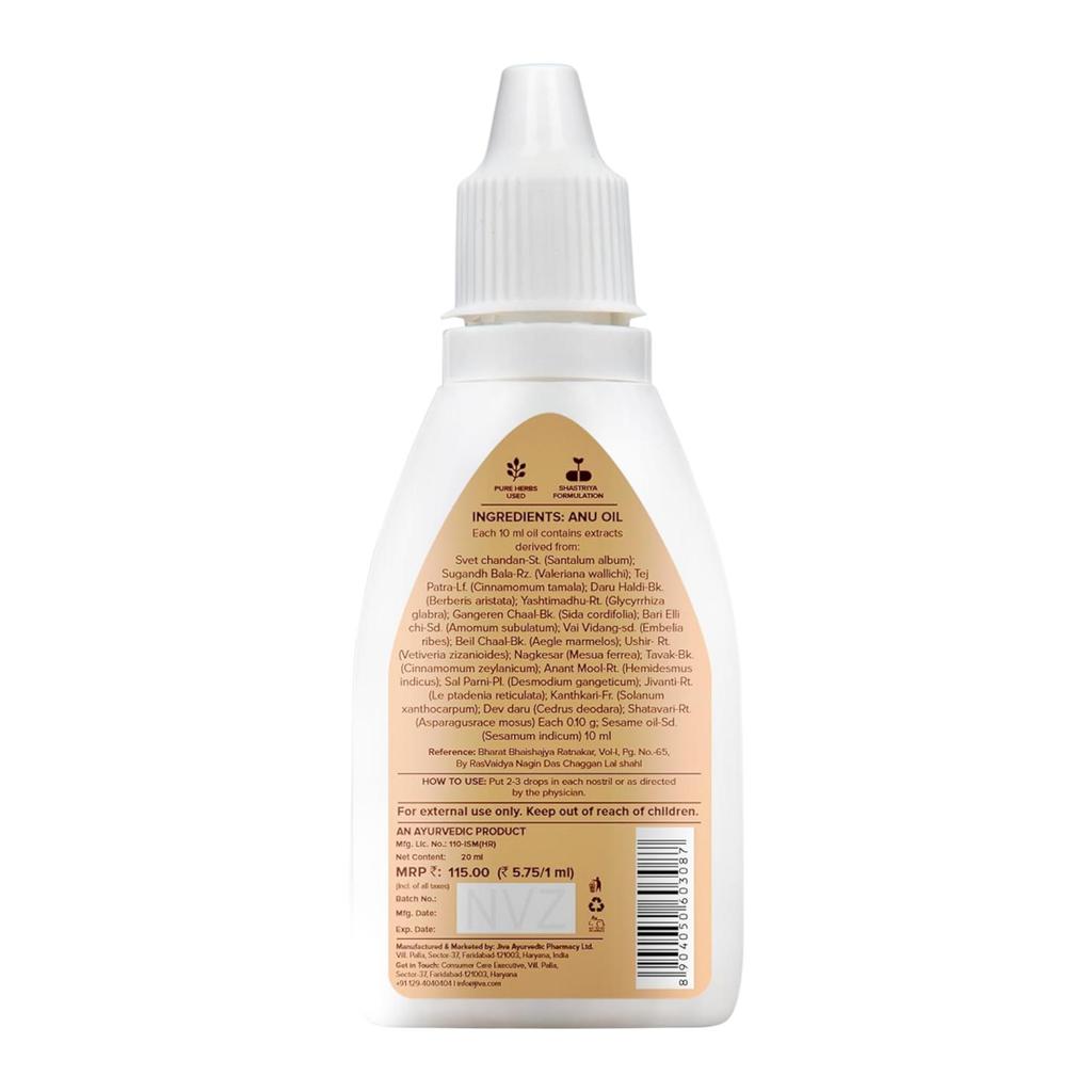 Jiva Anu Oil 20 ml X Pack Of 2 Nasal Care Oil For Daily Cleansing Sensory Comfort Traditional Ayurvedic Formula Use