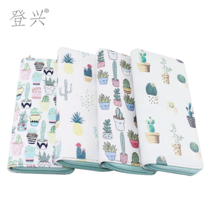 New cactus bonsai cactus thorn women's long PU wallet, clutch bag