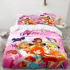 3PCS Wink Club Bedding Set Printed Duvet Cover Closure Includes 1 Duvet Cover & 2 Pillowcases for All Seasons Bedroom Decor