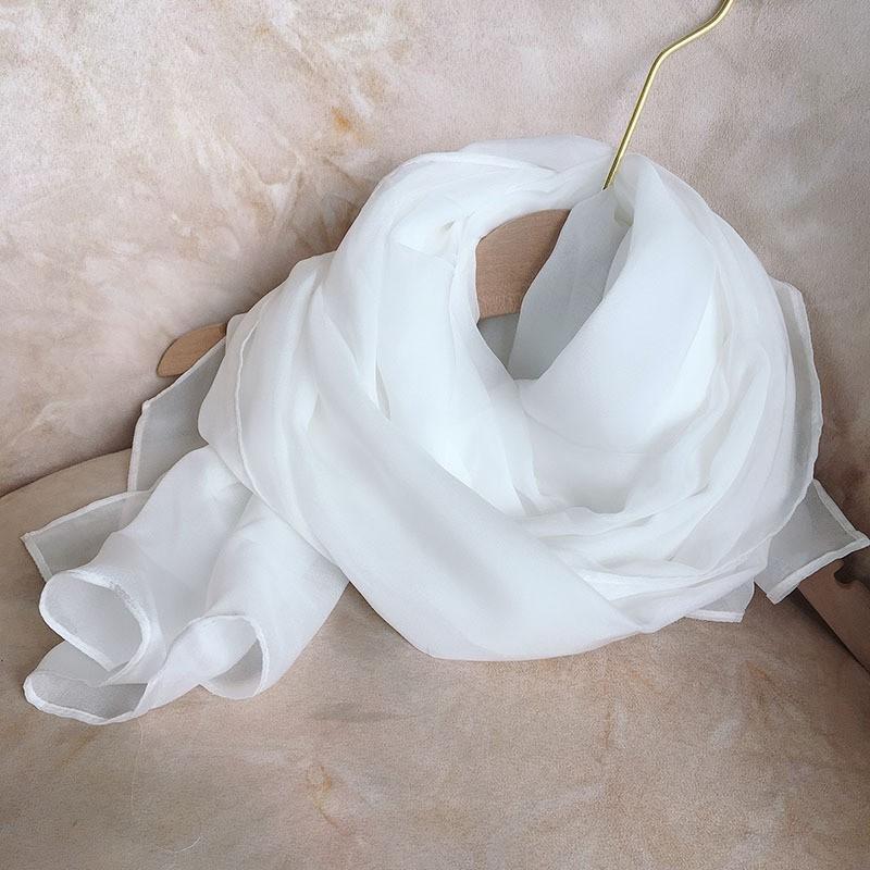 Popular Flax Plant Dyed White Scarf Summer Sunscreen Silk Silk Scarf Solid Color Cotton And Linen Shawl