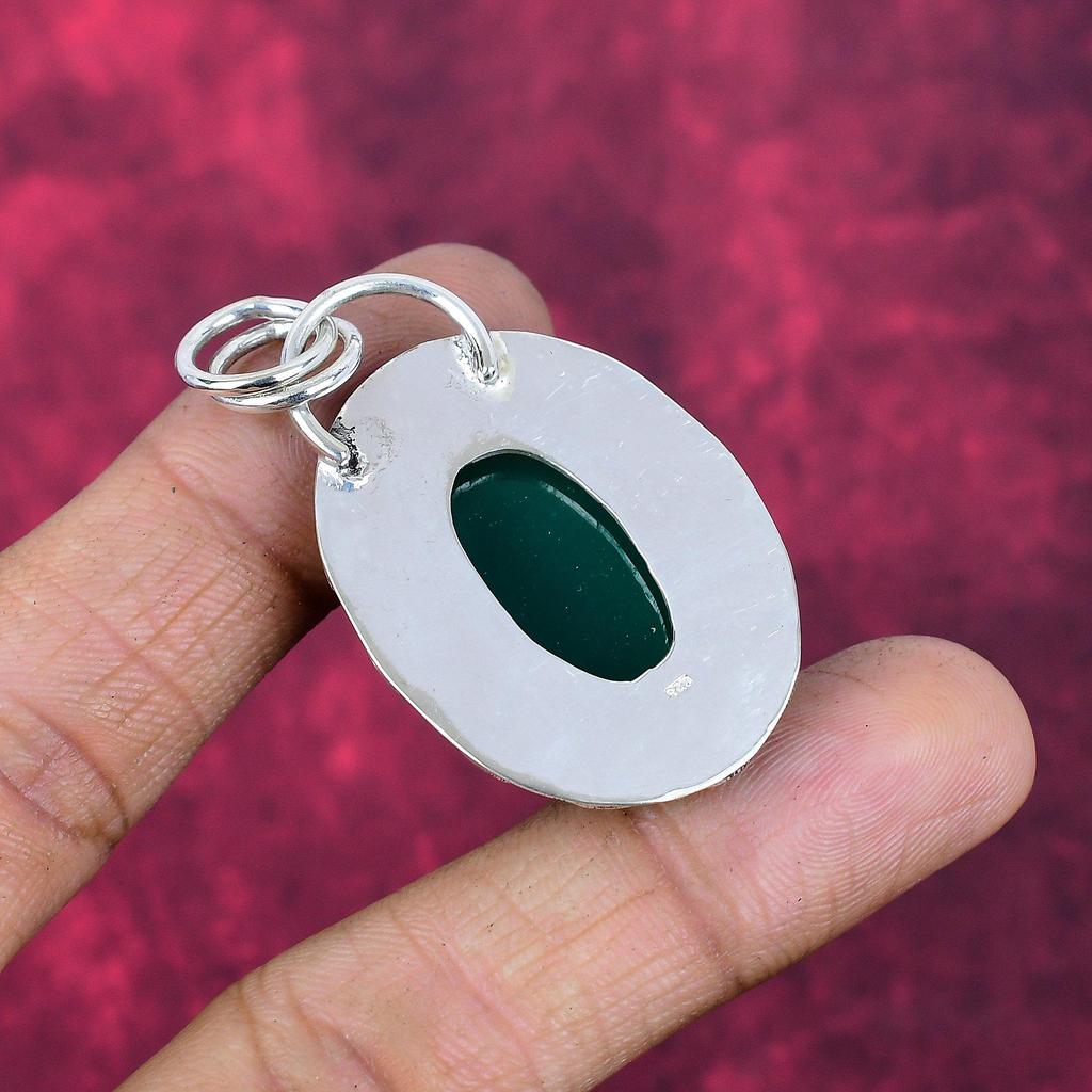 Green Onyx Jewelry, 925 Solid Sterling Silver Pendant Handmade Gemstone Jewelry, Gifts For Wife Brand New Pendant
