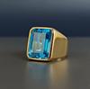 Mens Ring, London Blue Topaz Ring, 925 Solid Sterling Silver Ring, Rings for Men, Blue Topaz Quartz Ring, Signet Ring