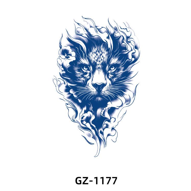 2025 Waterproof Realistic Semi-Permanent Herbal Tattoo Stickers - Flower, Tiger, Animal Designs for Men and Women 110*180mm