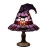 Lampa v podobě čarodějnického klobouku z vitráže, Ručně vyráběná retro pryskyřičná čarodějnická lampa, Gotická noční lampa v podobě čarodějnických klobouků napájená přes USB, Halloweenská dekorace do domácnosti