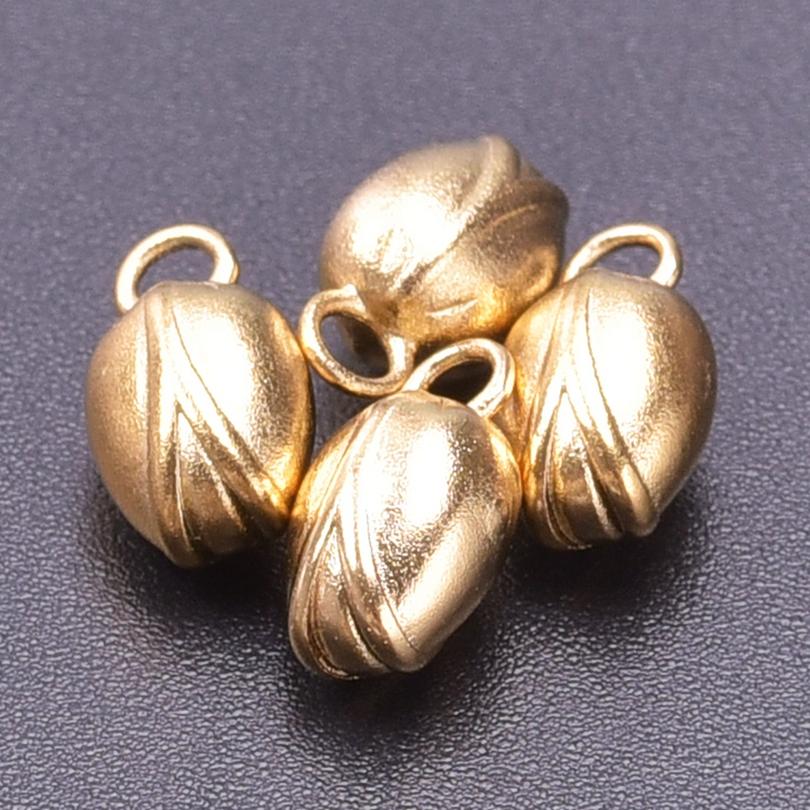 Real Gold Plated Stainless Steel Plant Charms For Jewelry Making Supplies Rose Plum Blossom Leaves 5pcs/Lot Pendant DIY Pendant