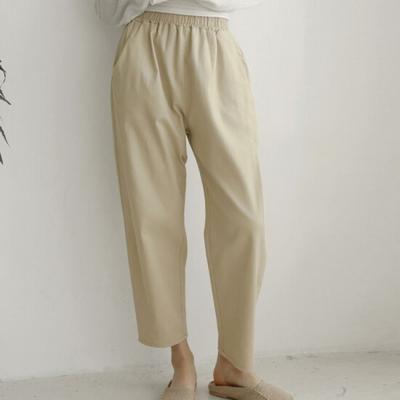 Shop   Women S elaStic Baggy Pintuck Cotton pantS Khaki Ami Wpt 3371 Khaki Z
